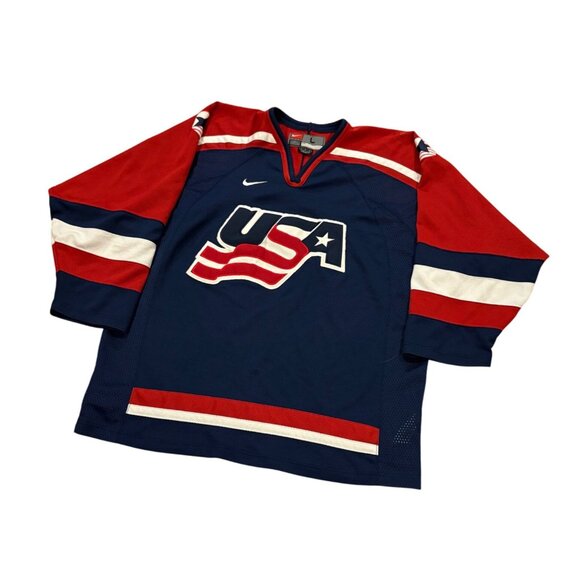 Nike Team USA 2002 Salt Lake City Olympics Blue Stitched Hockey Jersey Men's L - Picture 4 of 9